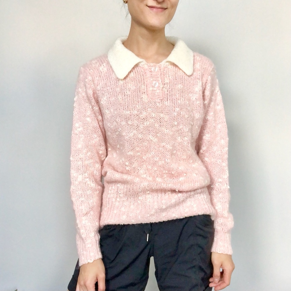 Vintage pink mohair blend dotted sweater